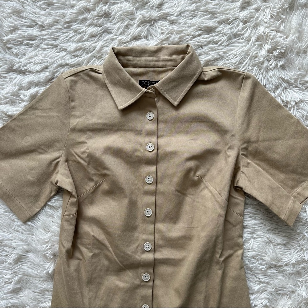 Jcrew Mini Shirtdress In Tailored Twill Coastal Khaki New With Tags Size 10 - Picture 5 of 12